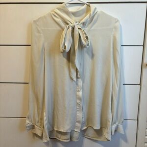 Rebecca Minkoff 100% Silk Tie Front Button Down Blouse